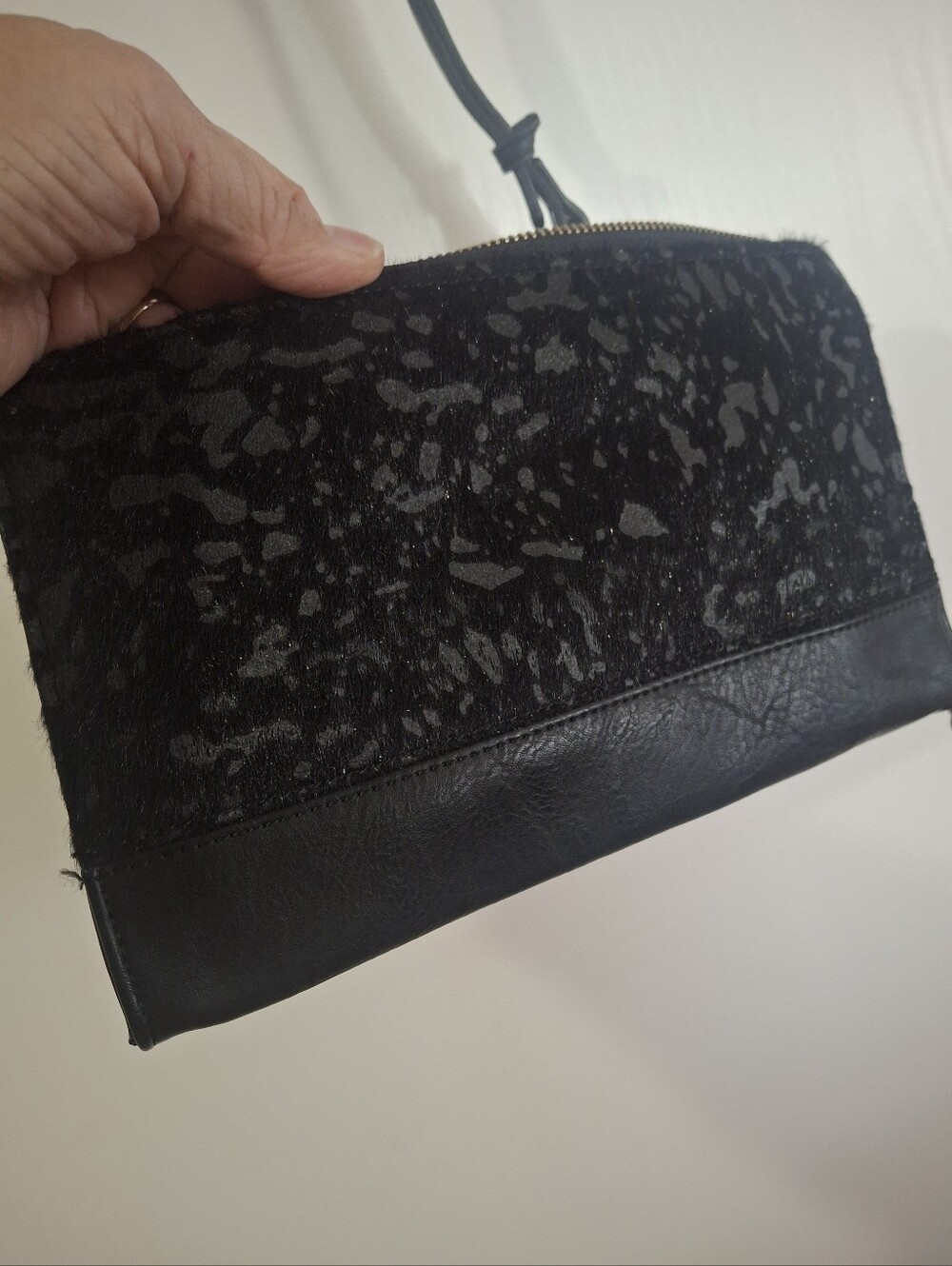 Joy Susan Black Textured Wristlet Crossbody